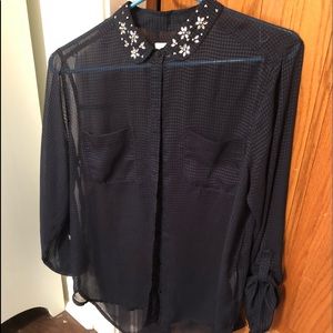 Abercrombie & Fitch navy blue and black shirt